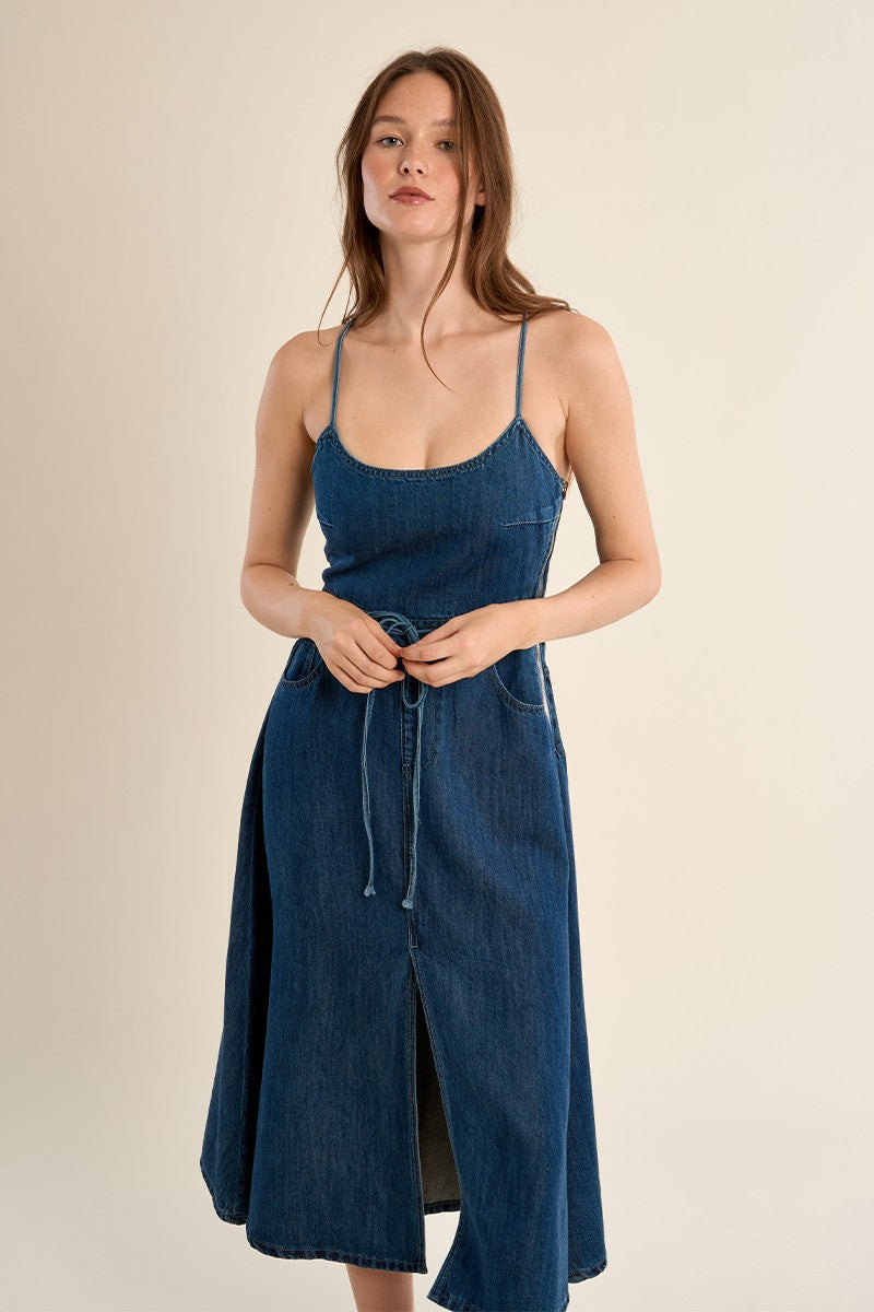 molly bracken denim dress Molly Bracken Denim Blue Maggy Dress Boho Chic with Delicate Button