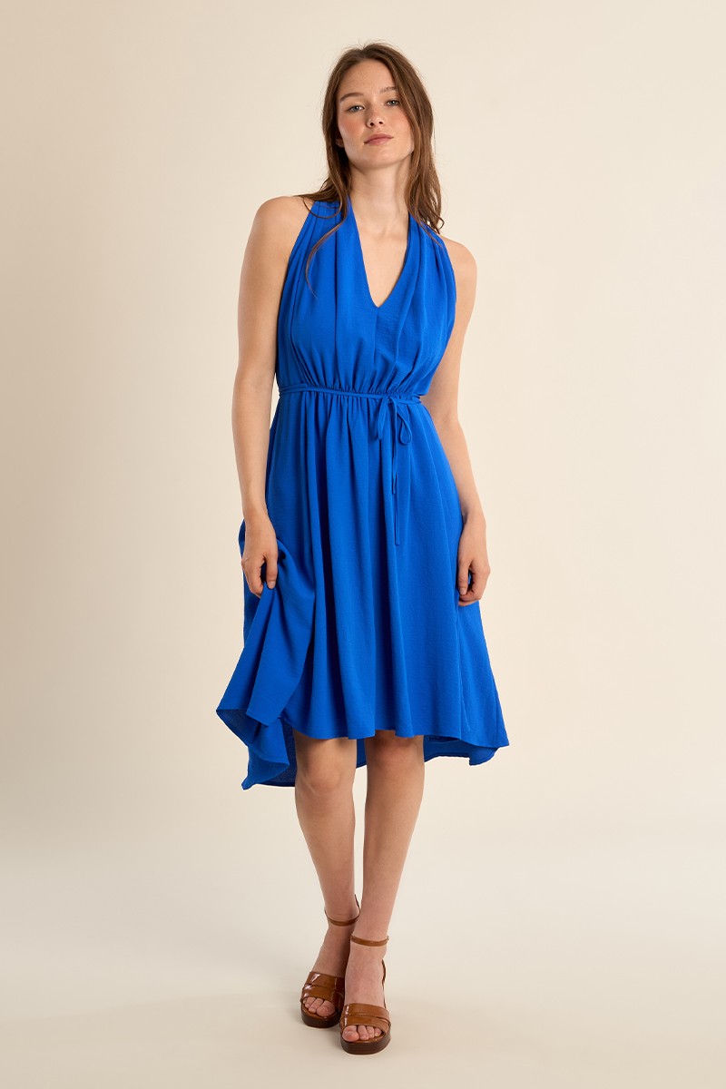 blue sleeveless dress Short sleeveless dress, asymmetrical