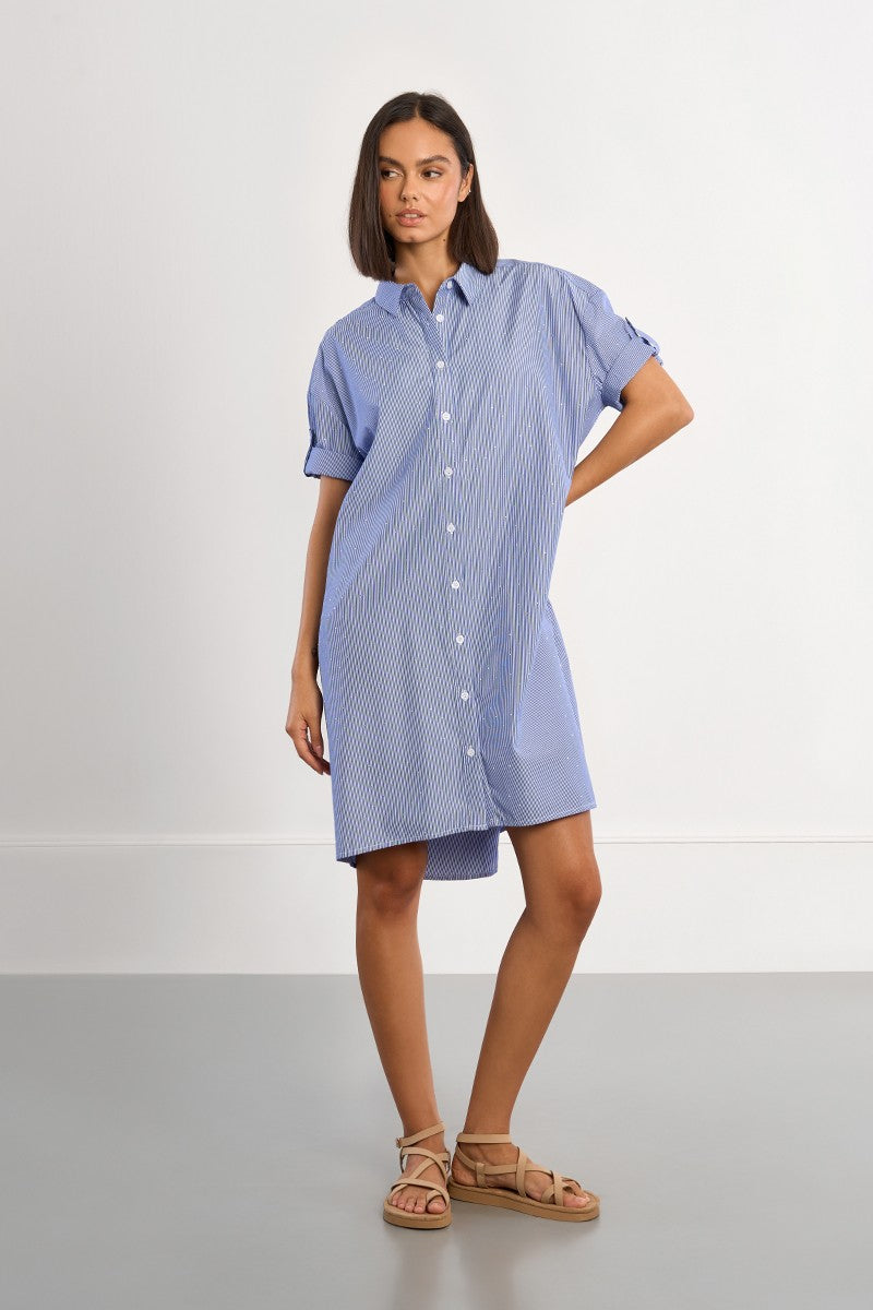 Oversized shirt dress with rhinestones
