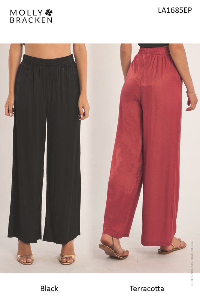 Wide pants, satin effect