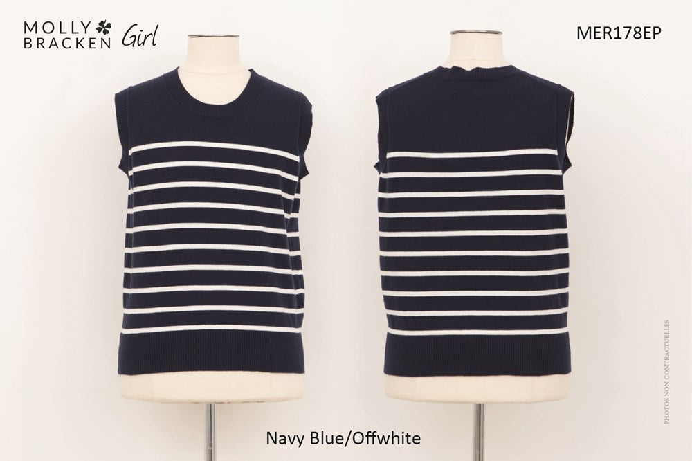 GIRLS KNITTED SLEEVELESS SWEATER