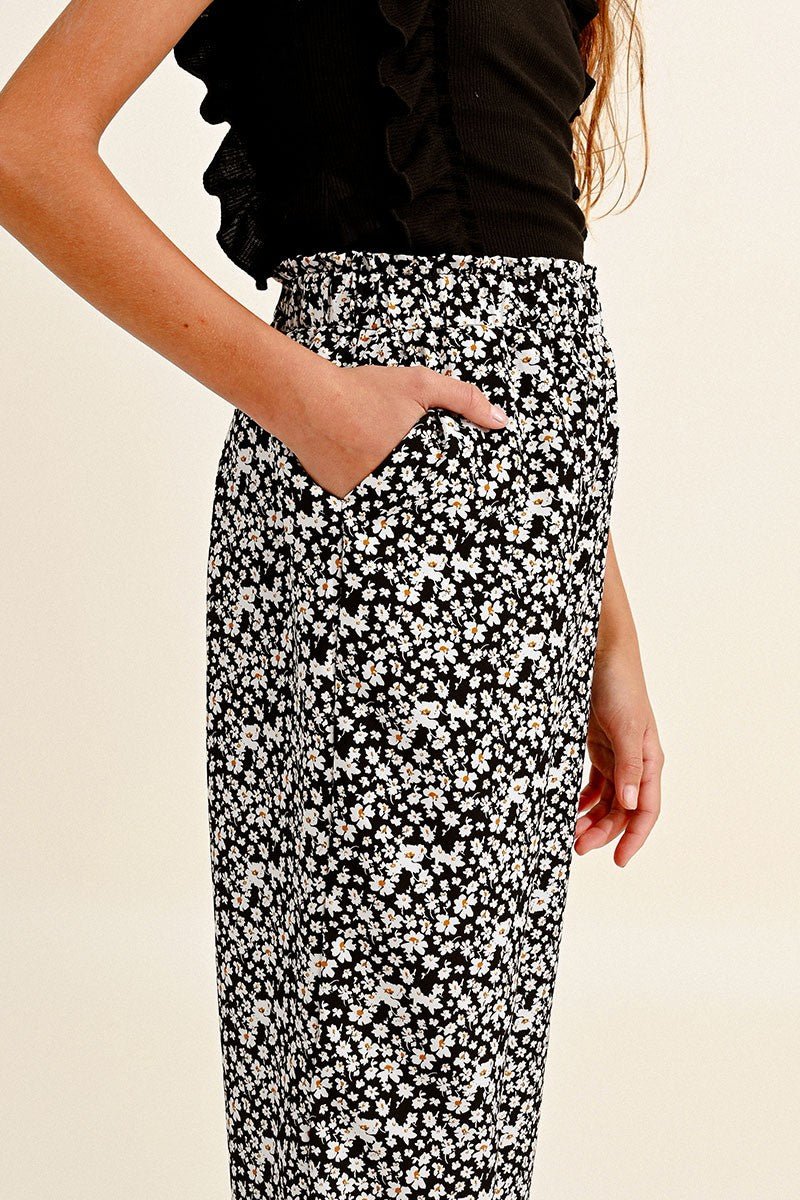 REGULAR FLORAL PANTS - BLACK MIMI - Molly Bracken E-Shop