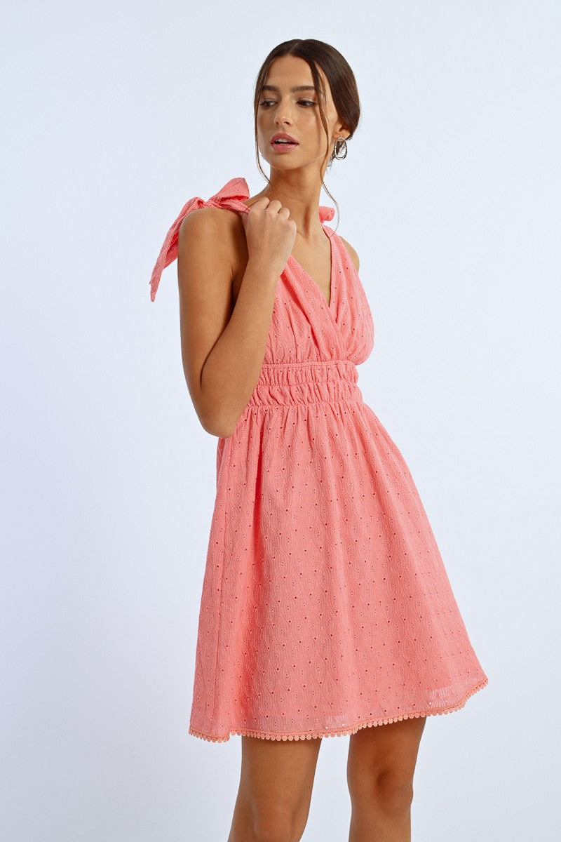SHORT DRESS, TIED SHOULDERS SHORT DRESS, TIED SHOULDERS