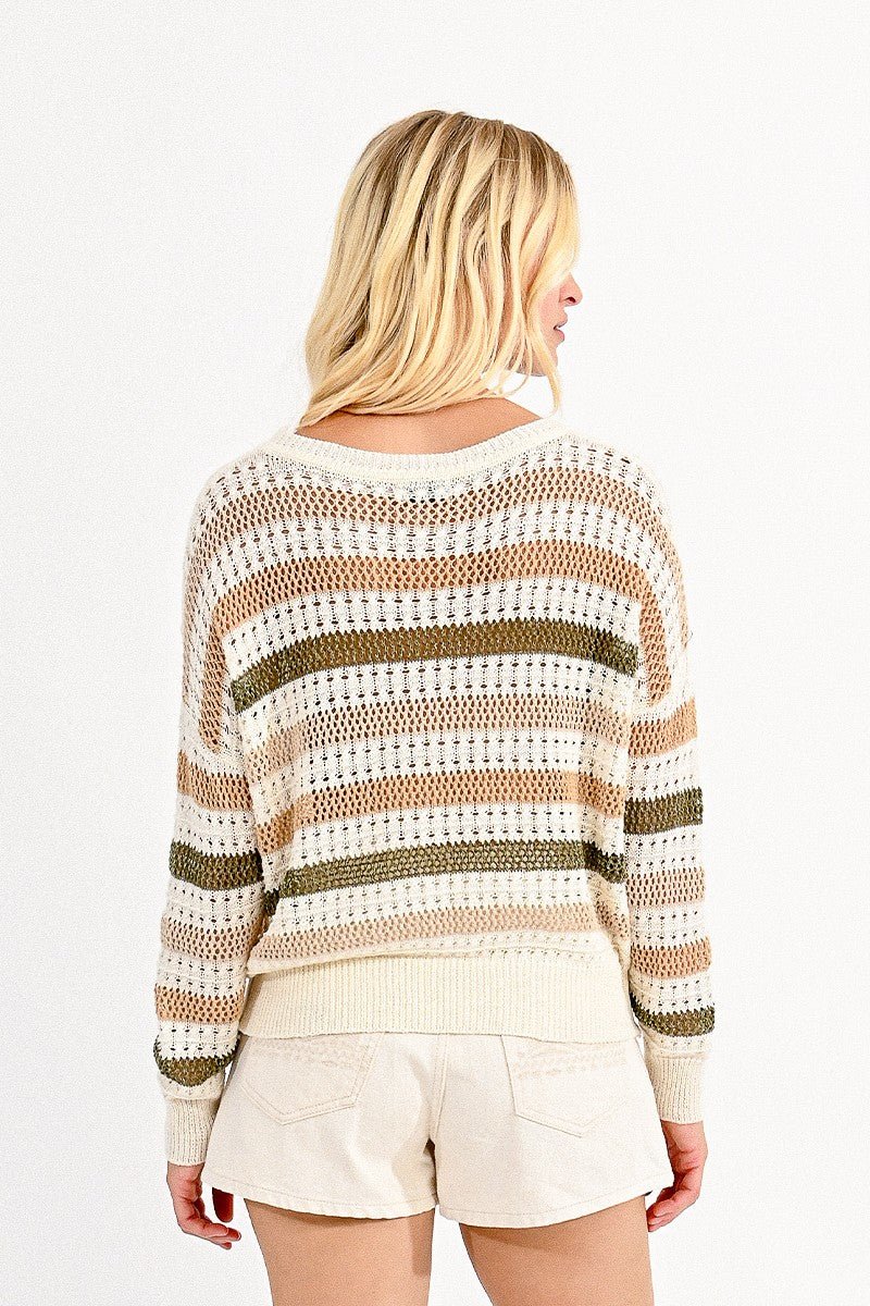 STRIPED OPENWORK JUMPER - KHAKI - Molly Bracken E-Shop