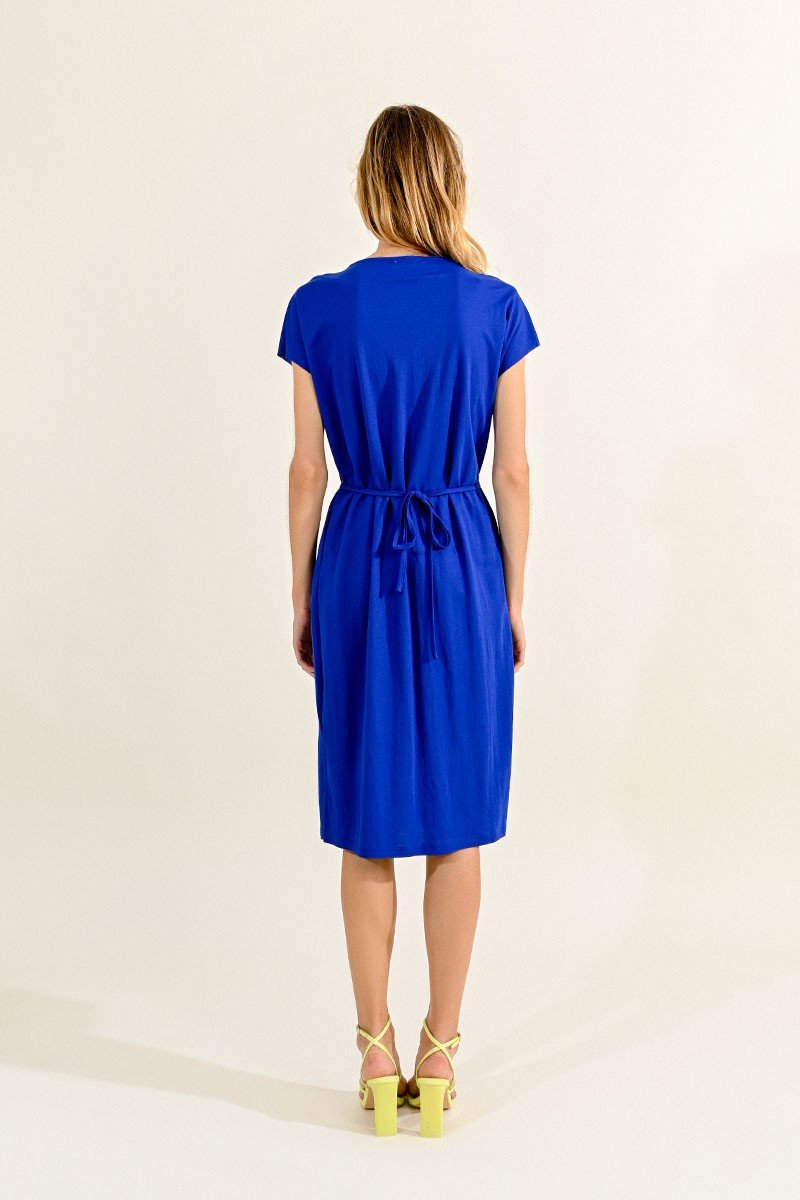 V-NECK MIDI DRESS - ROYAL BLUE - Molly Bracken E-Shop
