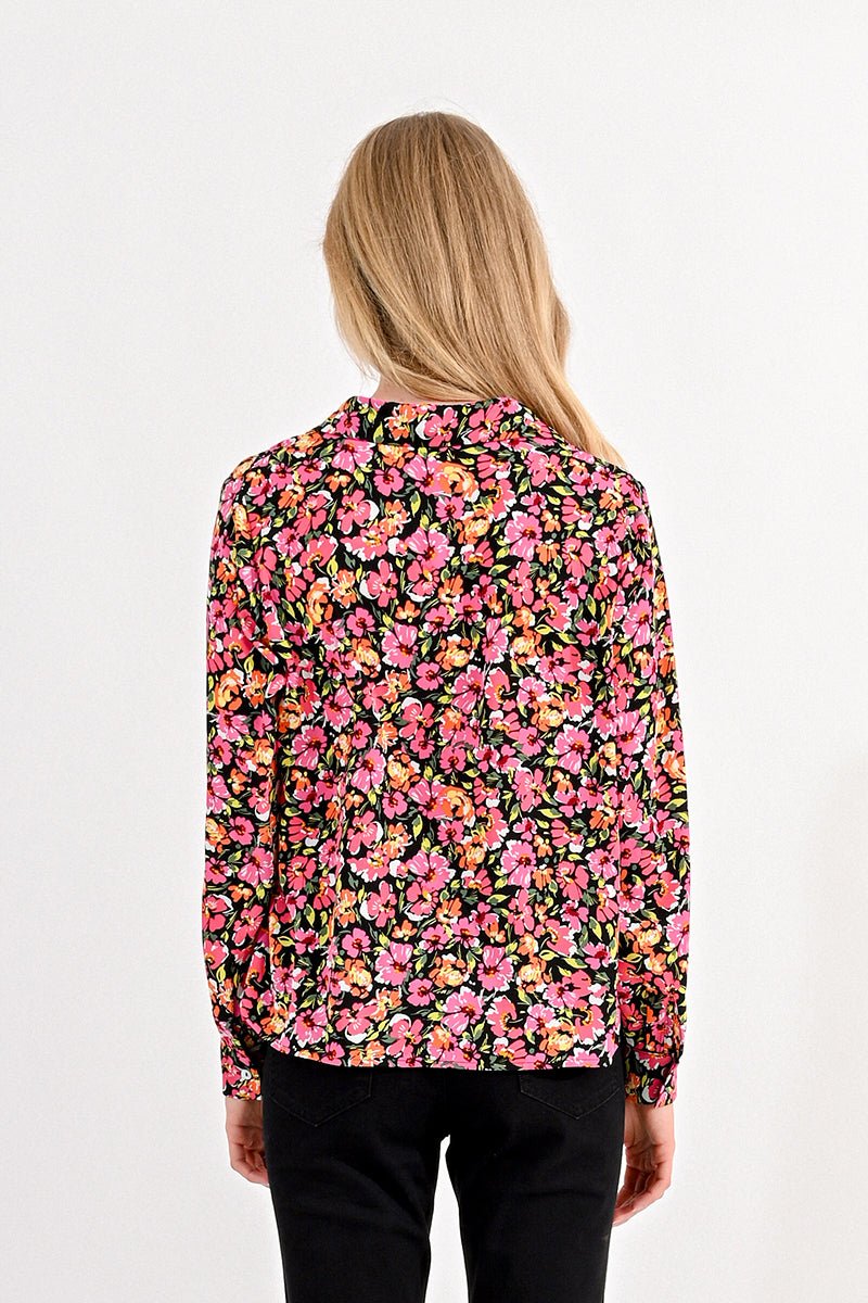 V-NECK SHIRT IN FLORAL PRINT - BLACK MARIA - Molly Bracken E-Shop