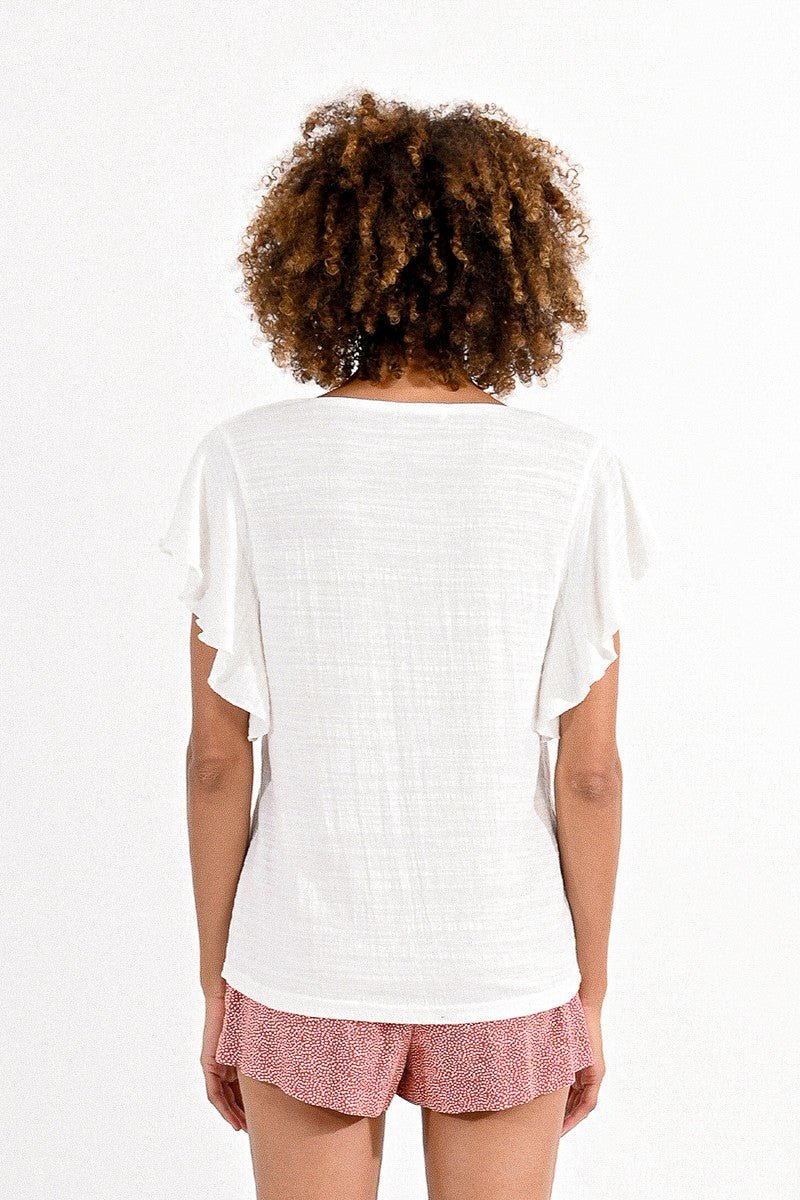 V-NECK SOFT TEE - WHITE - Molly Bracken E-Shop