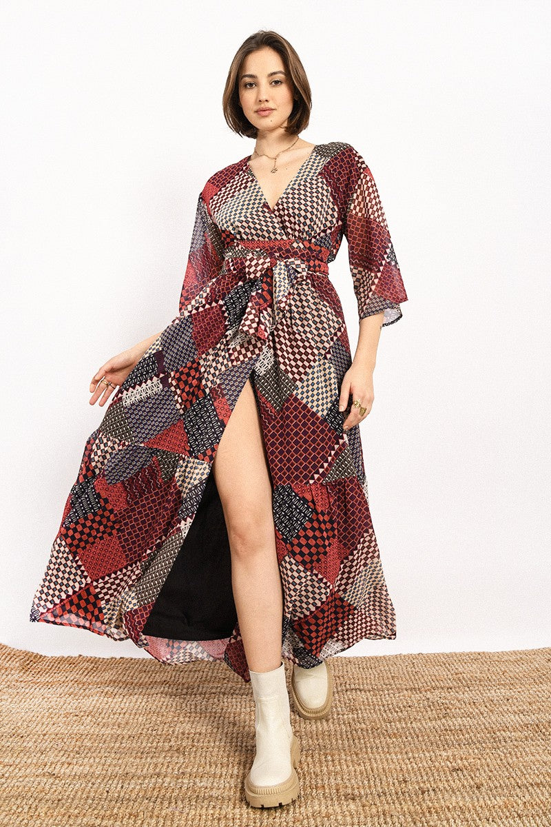 Molly Bracken - MAXI FAKE WRAP Dress - RUST PAIGE / M Molly Bracken - MAXI FAKE WRAP Dress - RUST PAIGE / M