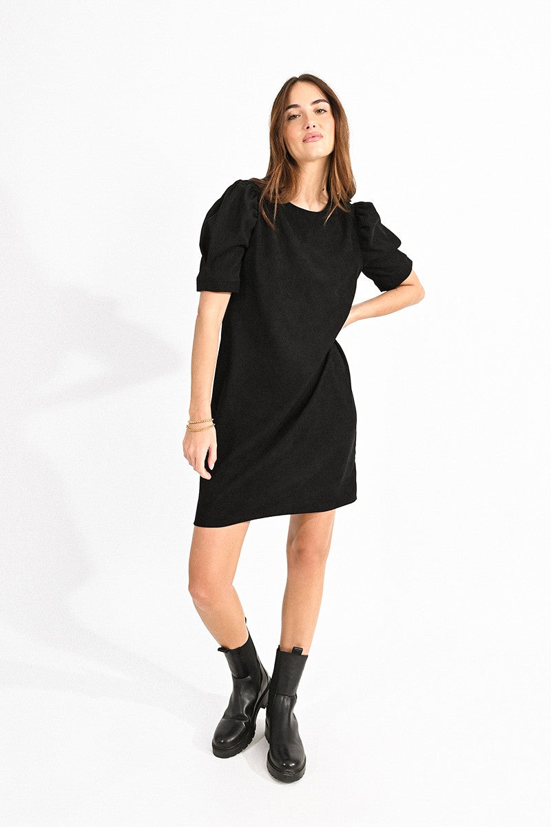 black velvet dress with puff sleeves Lady Mock Neck Puff Sleeve Velvet Dress Ruched Evening Party Dress Midi Dress