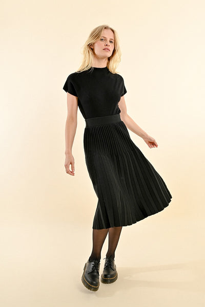 knee length dresses for ladies Iris | Blue Satin Pleated Midi Skirt