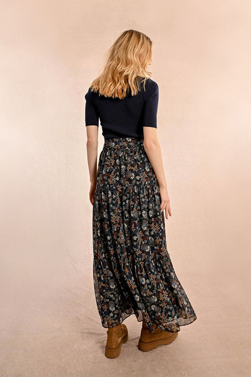 floral skirt dress long Selina Tiered Maxi Skirt