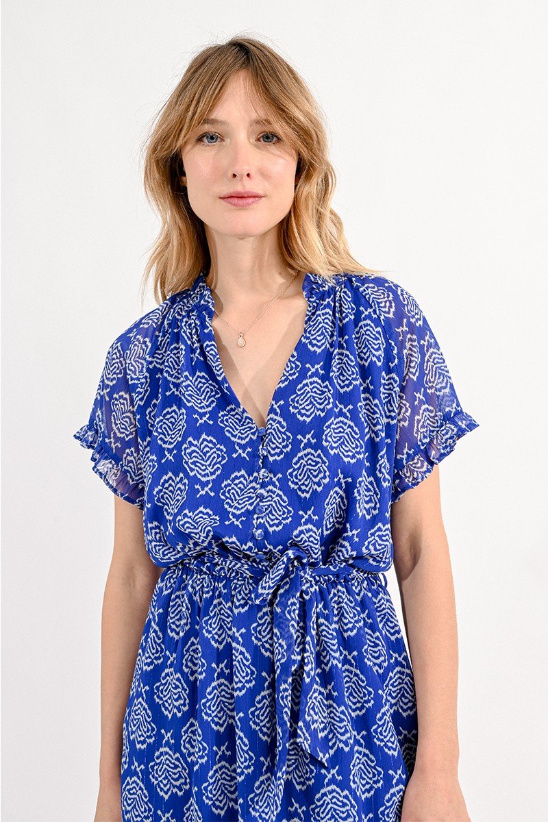 BLUE PRINT DRESS - BLUE MATHILDE - Molly Bracken E-Shop