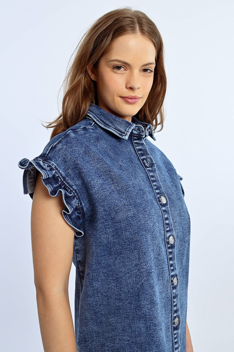 molly bracken denim dress DENIM DRESS LIGHT BLUE DENIM / S