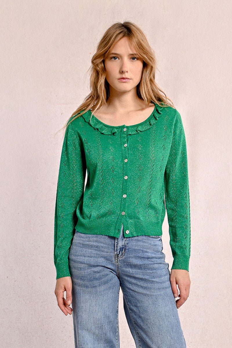 FINE KNIT CARDIGAN, BUTTONED FINE KNIT CARDIGAN, BUTTONED