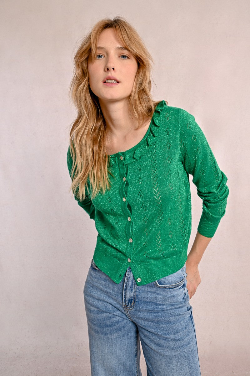 FINE KNIT CARDIGAN, BUTTONED FINE KNIT CARDIGAN, BUTTONED