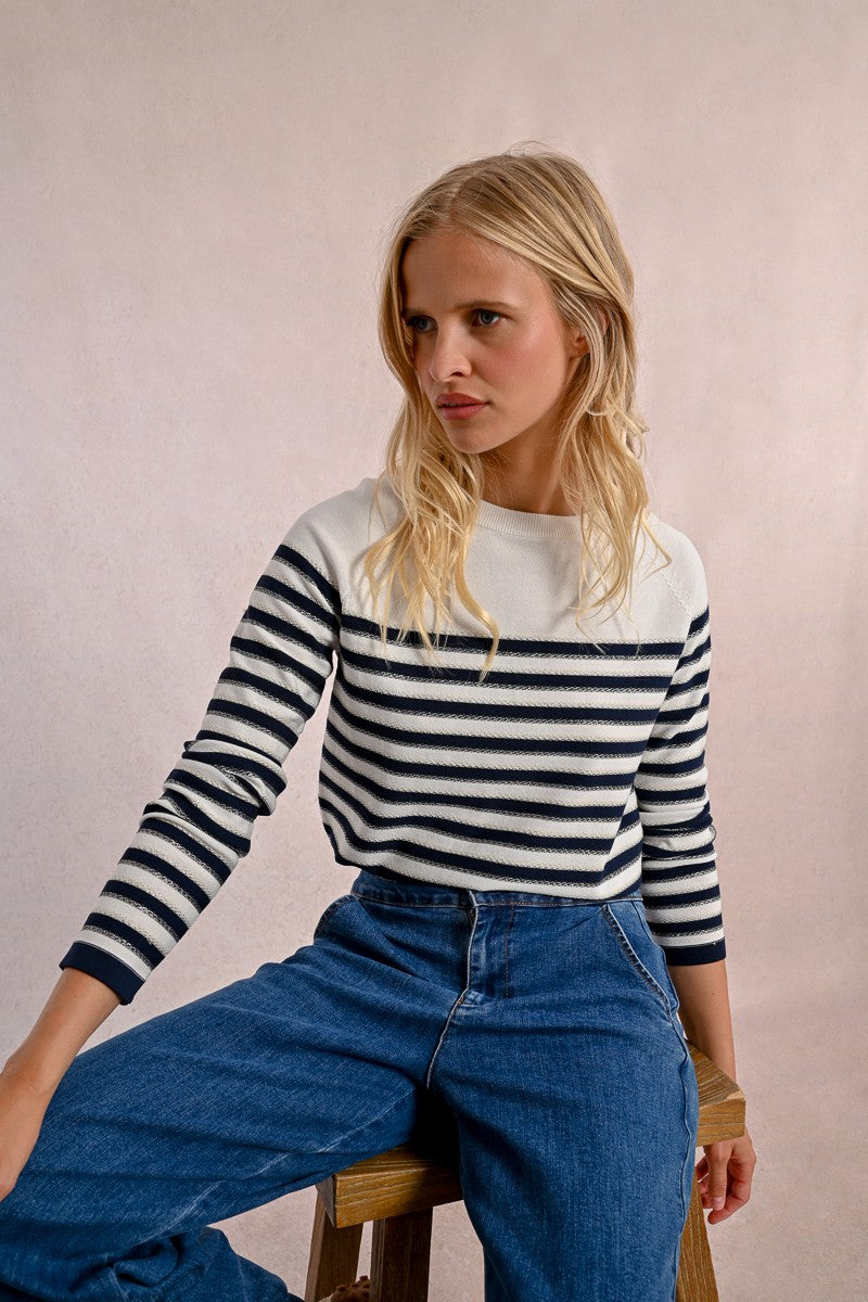三上悠亜MISTREASS Sailor color knit tops LONG-SLEEVED KNIT SWEATER, SAILOR TOP
