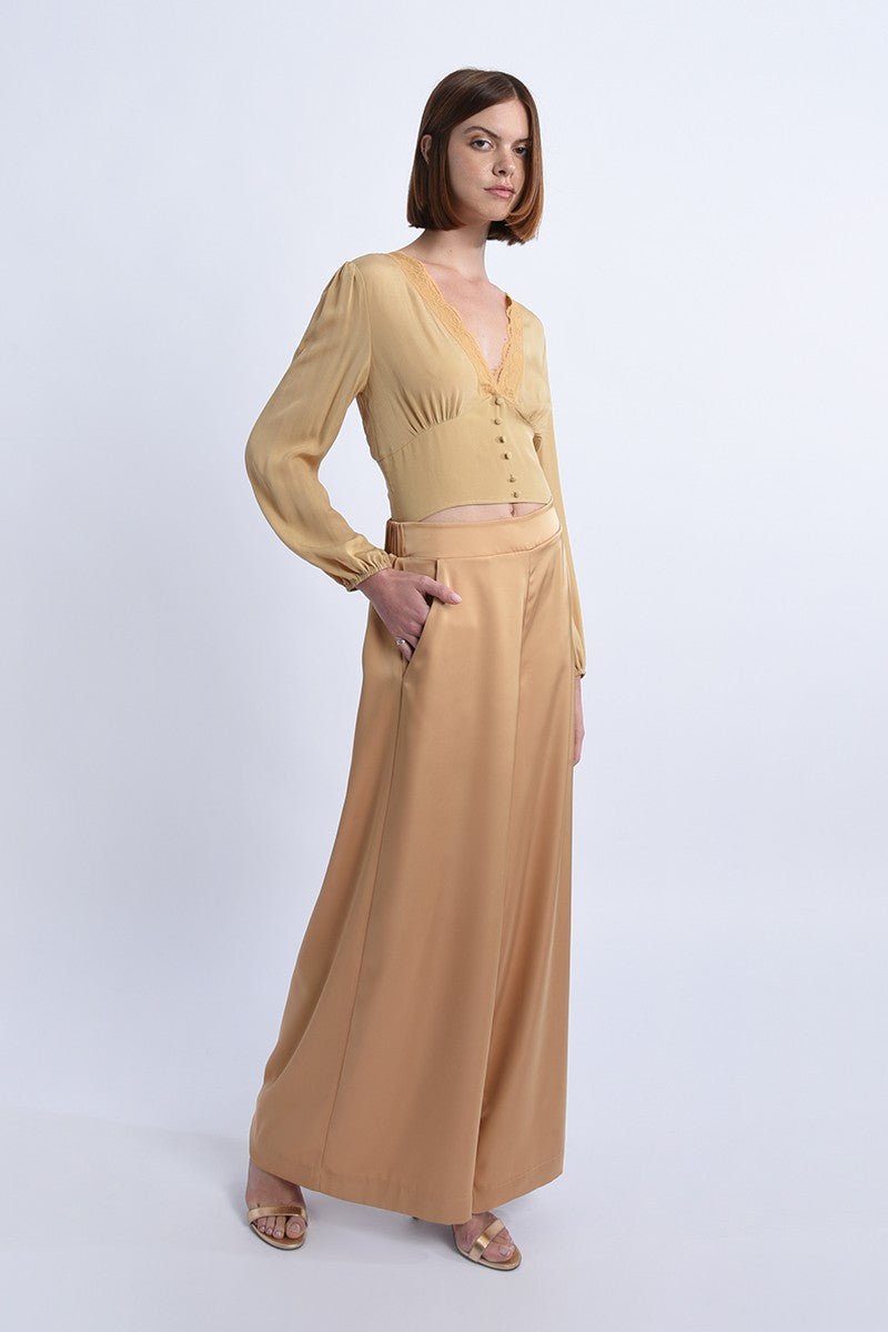 PALAZZO PANTS - GOLD - Molly Bracken E-Shop