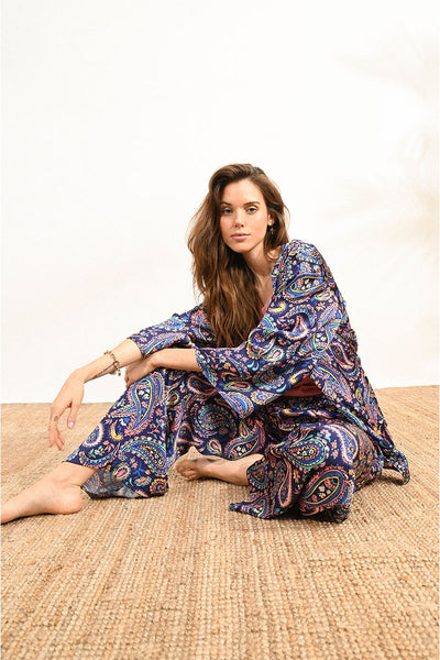 WIDE-LEG PAISLEY PANTS