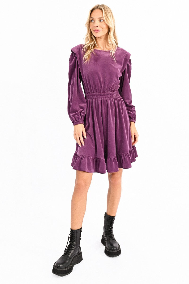 Molly Bracken - Corduroy Skater Dress - PURPLE / XL Molly Bracken - Corduroy Skater Dress - PURPLE / XL