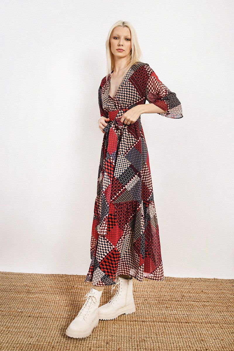fall wrap maxi dress LUCIANNA MAXI WRAP DRESS