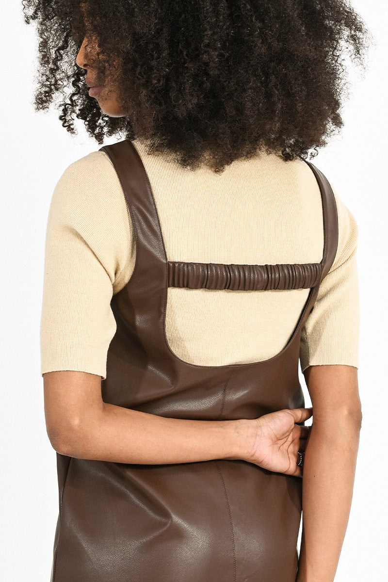 VEGAN LEATHER DRESS BROWN / XS VEGAN LEATHER DRESS BROWN / XS